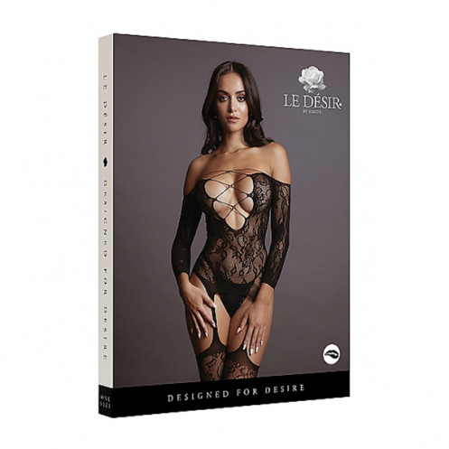 크리스 크로스 넥 바디 스타킹 블랙 Criss Cross Neck Bodystocking | Le Desir